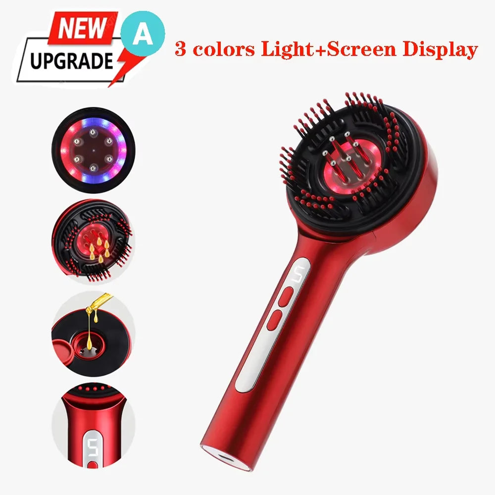 Peigne Massant Électrique Cuir Chevelu LED Huile Anti-Chute — CLEVI Paris