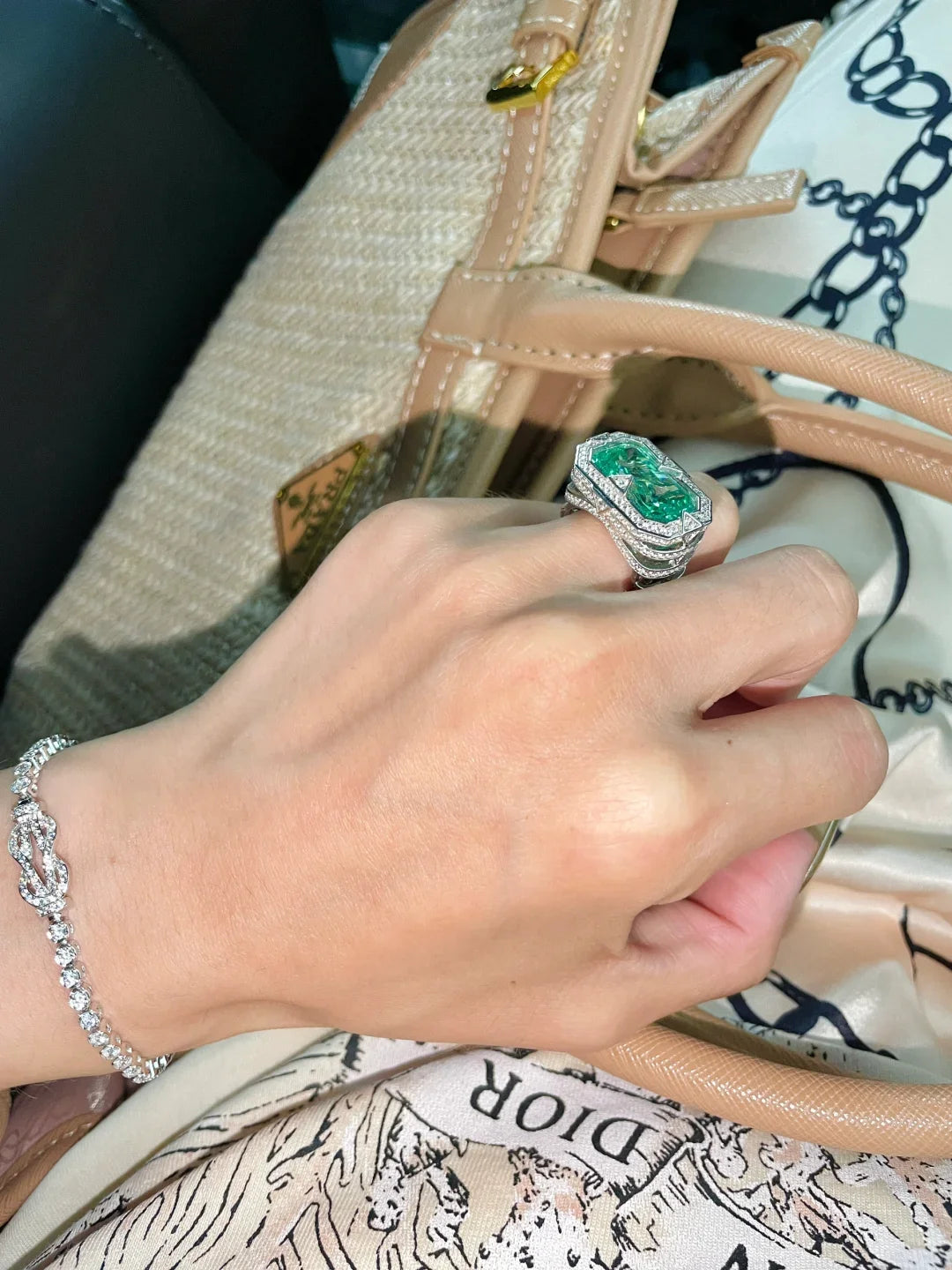 Bague Cocktail Femme XCL 6491 – Pierre Synthétique Paraïba Carrée Argent 925 Plaqué Platine