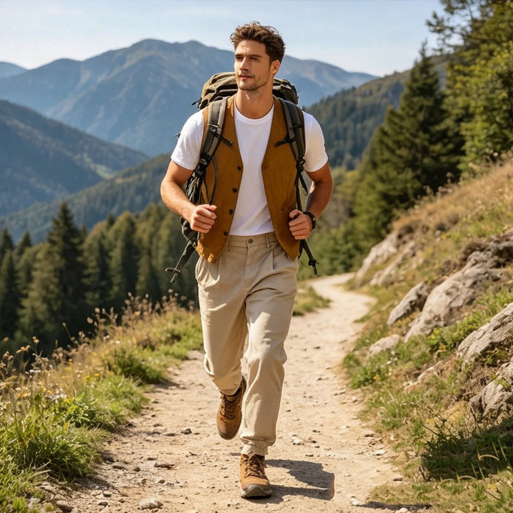 Gilet homme en lin col V – CLEVI Paris