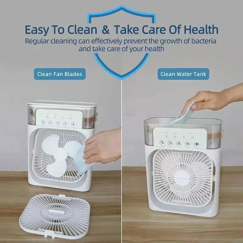 Ventilateur Humidificateur 3-en-1 avec Lumière LED 7 Couleurs — CLEVI Paris