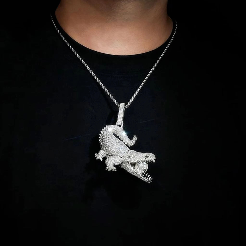 Pendentif Crocodile 3D Iced Out Zircon Hip Hop – CLEVI Paris