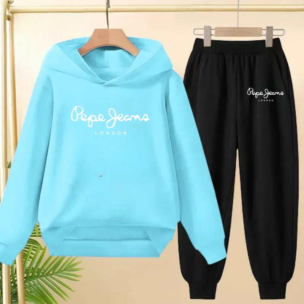 Ensemble Sweat à Capuche + Pantalon Enfant 3-13 Ans – Imprimé Lettres, Unisexe, Toutes Saisons – CLEVI Paris