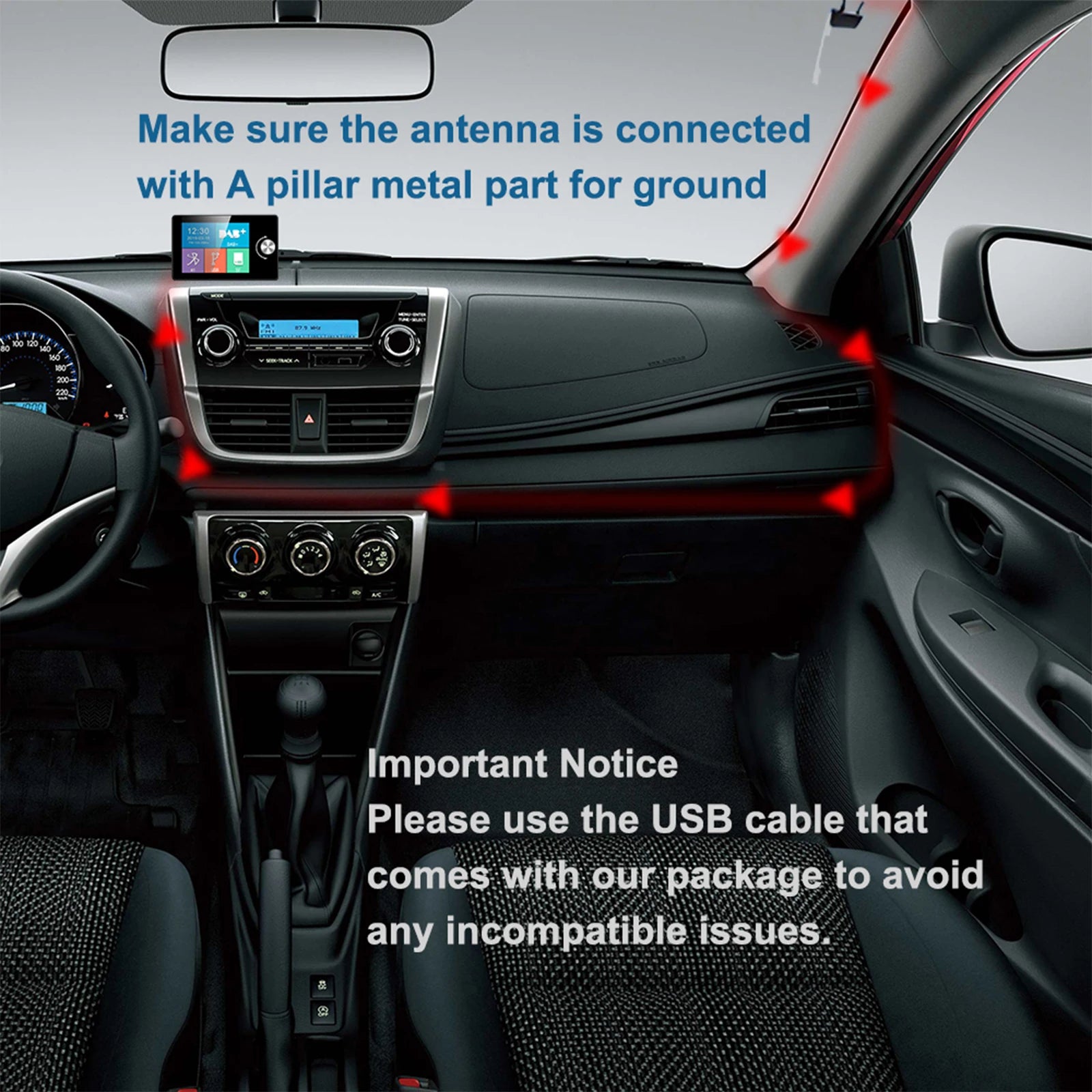 Adaptateur DAB+ Voiture Ezonetronics – Écran 2,8" Couleur, Bluetooth, Transmetteur FM, Carte TF 64Go, Appel Mains Libres