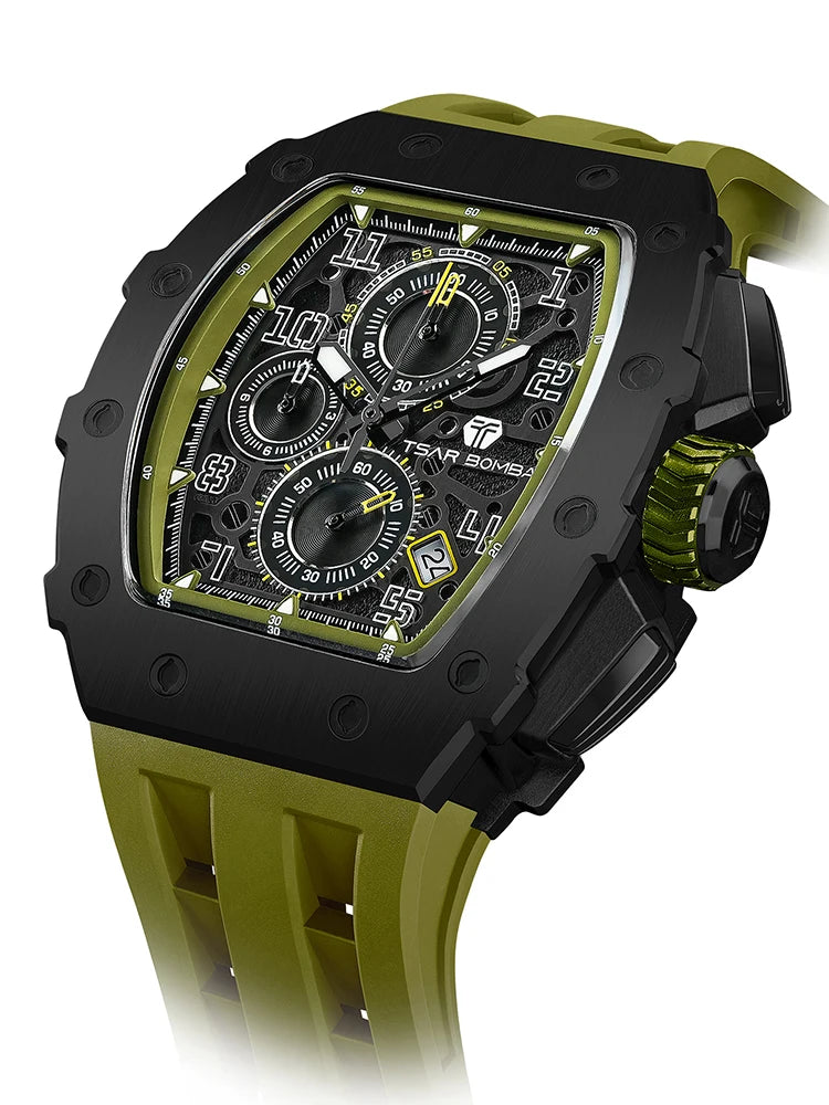 Montre Homme TSAR BOMBA TB-8204Q – Chronographe Quartz Japonais, Verre Saphir, Étanche 50M