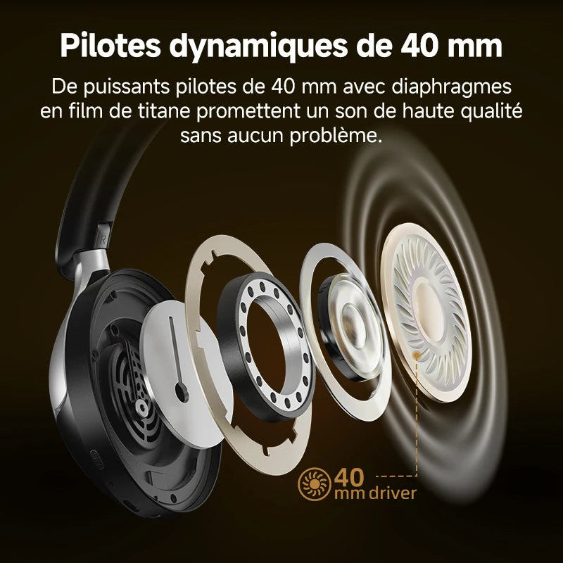Casque QCY H3 Pro ANC -50dB Bluetooth 5.4 LDAC Hi-Res Audio Spatial 360° – CLEVI Paris
