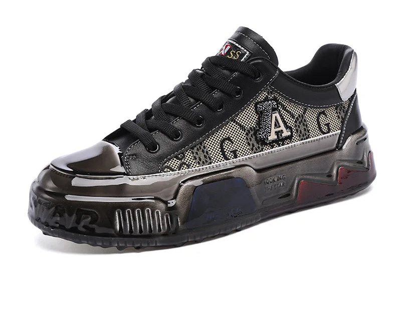 Sneakers Montantes Cuir Véritable Noir Semelle Épaisse Rehaussante +3-5 cm Homme – Style Européen – CLEVI Paris