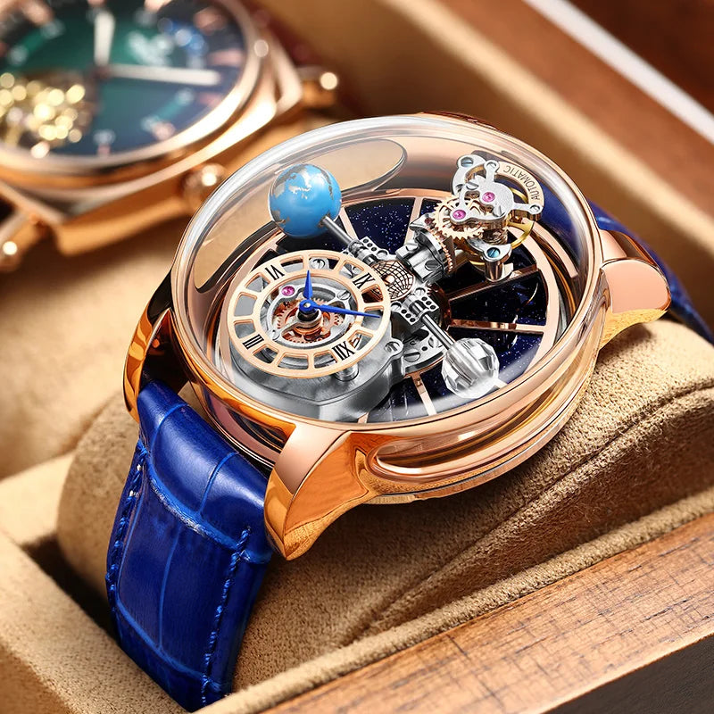 Montre Homme HAEMMER 5015 – Quartz Luxe, Verre Saphir, Bracelet Cuir, Boîtier Acier 45mm