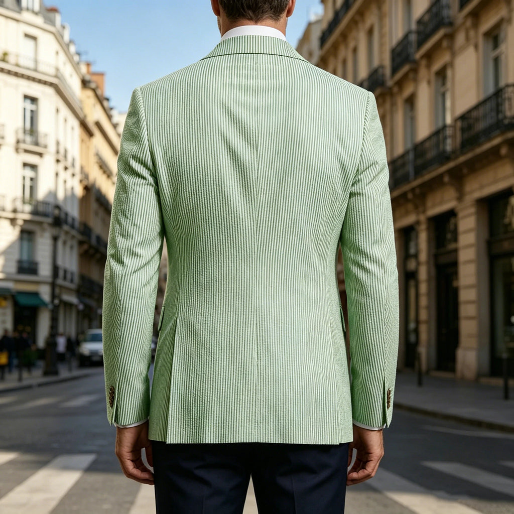 Blazer homme rayé en seersucker – CLEVI Paris