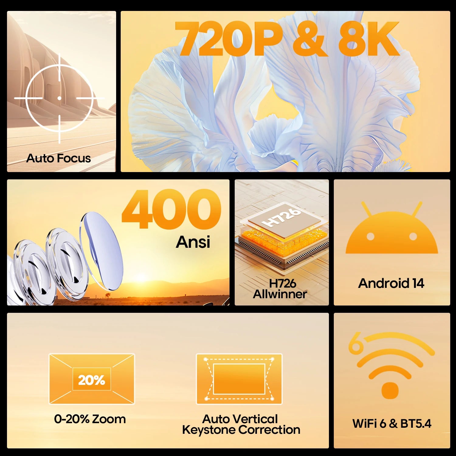 Magcubic HY300Max Projecteur Android 14 720P 4K 8K 400 ANSI Autofocus WiFi 6 BT 5.4 – CLEVI Paris