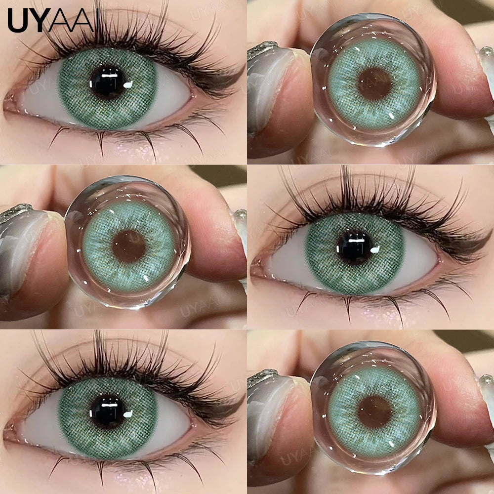 Lentilles de Contact Colorées UYAAI – 15 Teintes de Vert, Sans Correction, Port Annuel