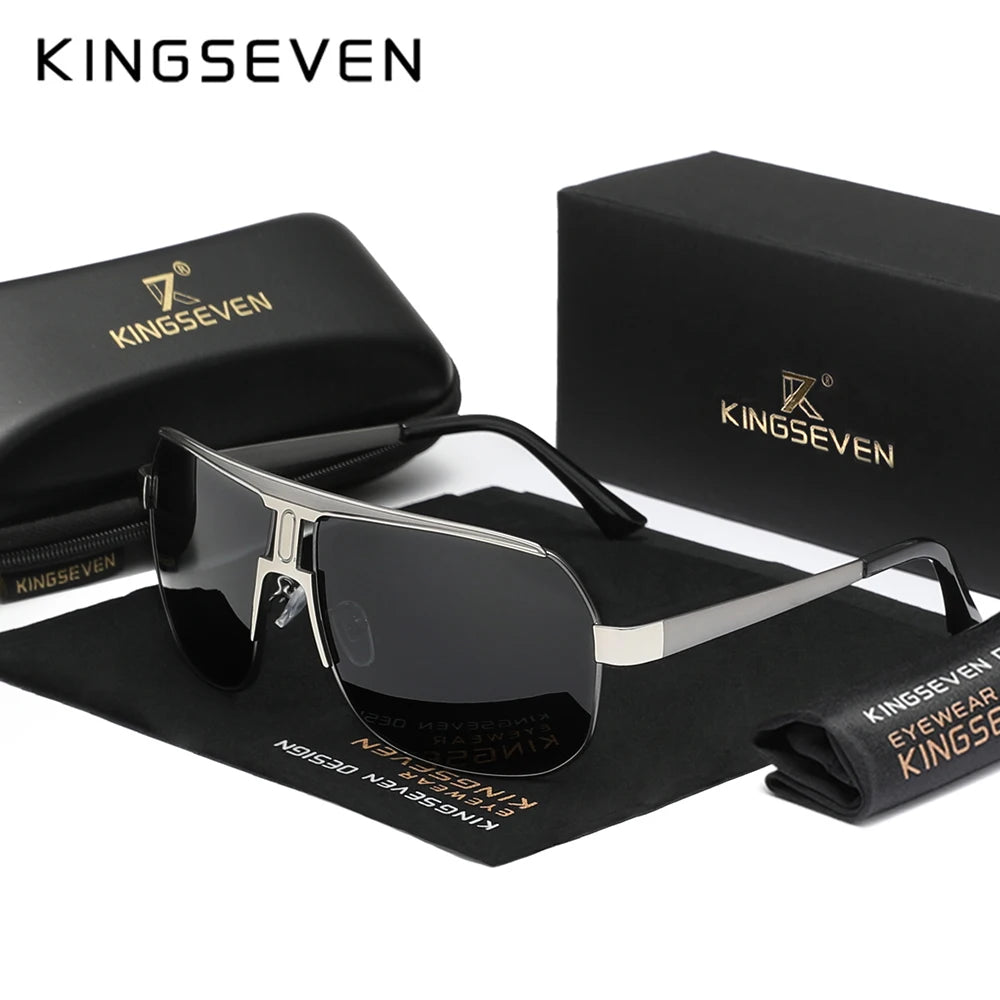 Lunettes de Soleil Polarisées Homme Oversize KINGSEVEN – Monture Carrée Alliage UV400 – CLEVI Paris