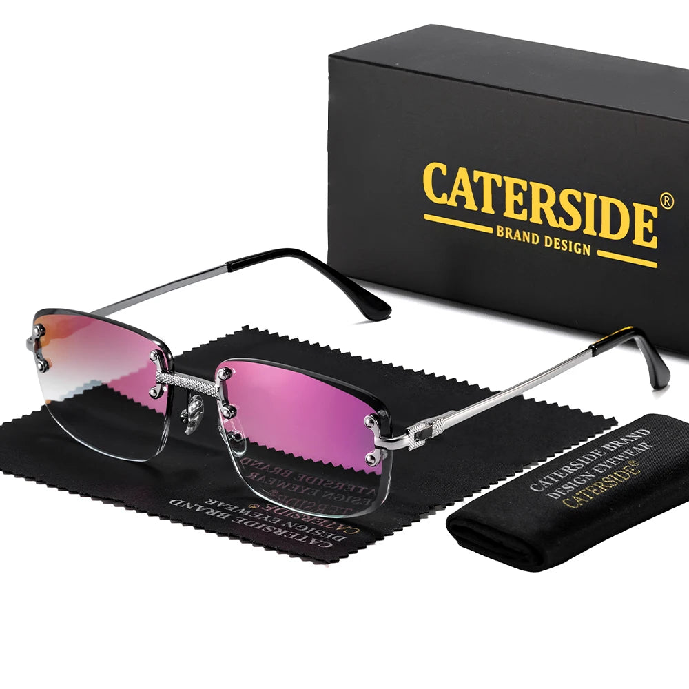 Lunettes de Soleil Rectangulaires Sans Monture Punk CATERSIDE – Verres Dégradés UV400 – CLEVI Paris