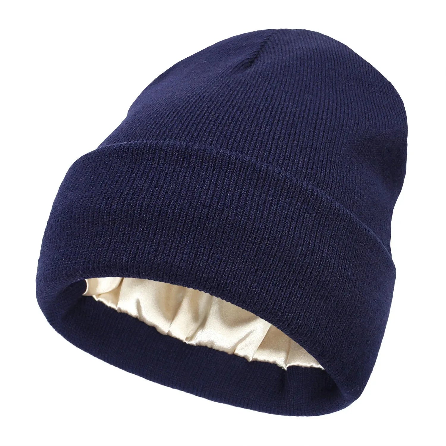 Bonnet Tricoté Doublé Satin Unisexe — CLEVI Paris