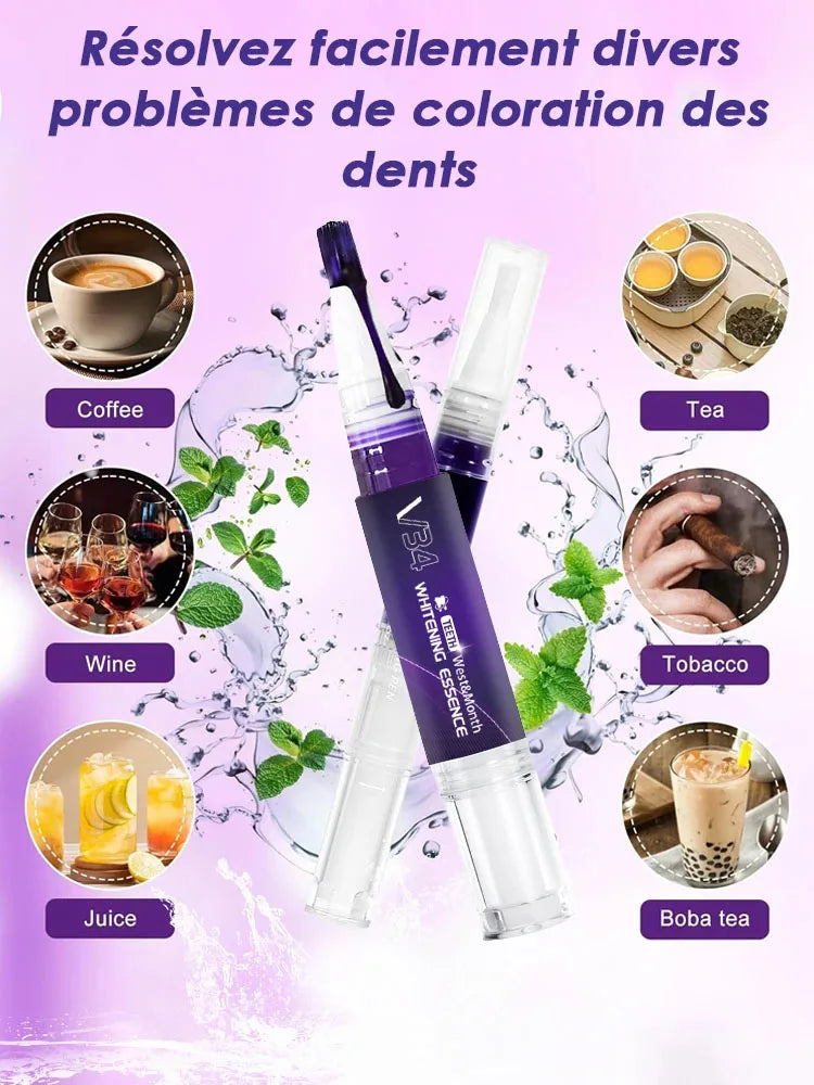 Stylo Blanchissant Dents Violet | Blanchiment Instantané Sans Sensibilité