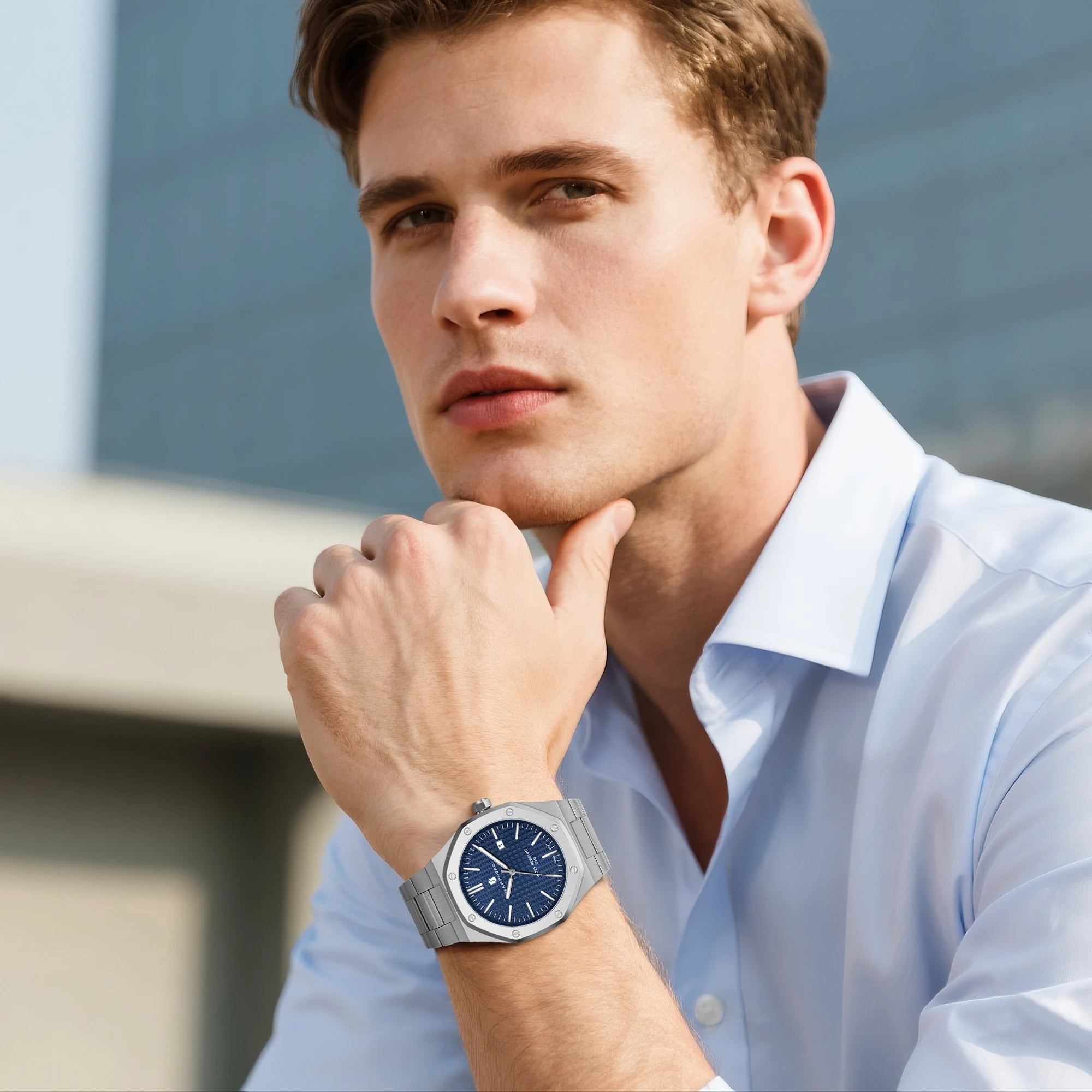 Montre SAPPHERO SO2110 – Quartz Seiko TMI PC32, Acier 316L, Cadran Octogonal, Date, Aiguilles Lumineuses, Étanche 5 ATM – CLEVI Paris