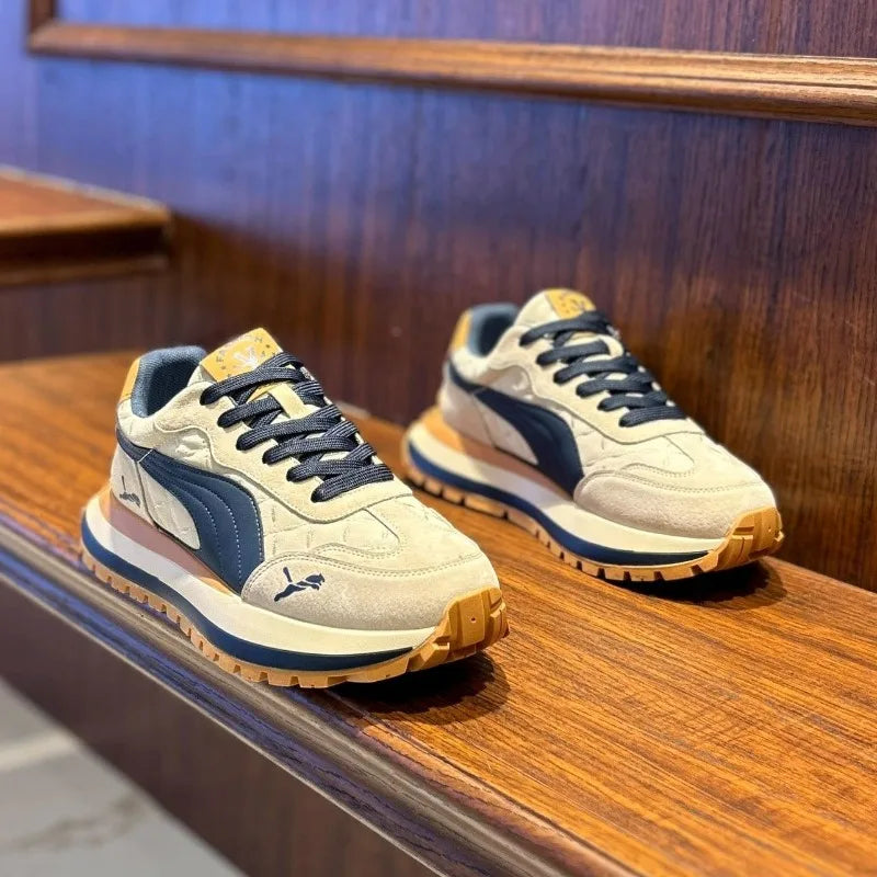 Sneakers Homme Casual Semelle Épaisse – Cuir | Respirant | Imperméable | 3 Coloris | Tailles 39-44