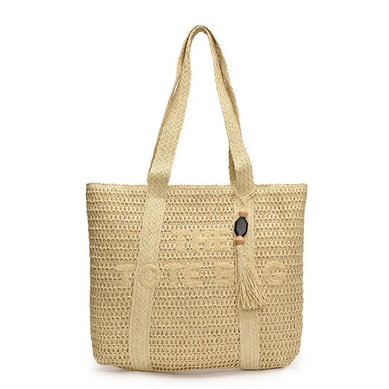 Sac Tote en Paille Tressée Style Français — Grande Capacité, Plage & Quotidien | CLEVI Paris