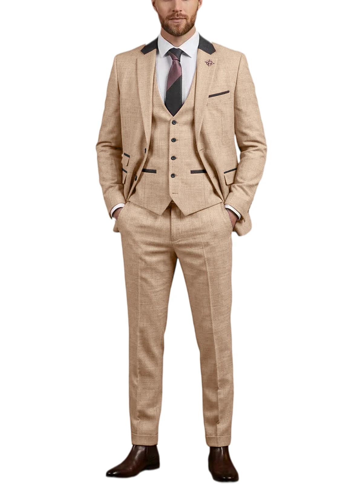 Costume homme 3 pièces en lin mélangé – CLEVI Paris