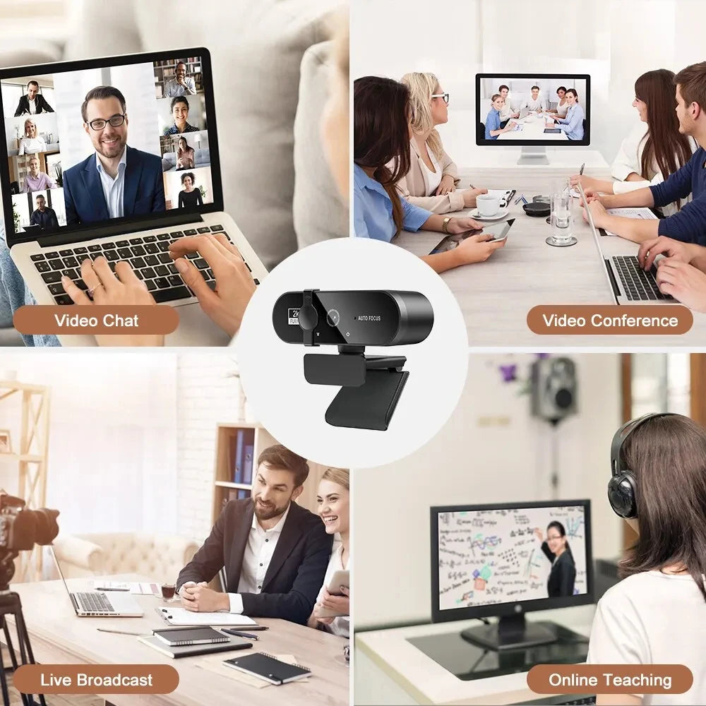 Webcam 4K Autofocus – Micro Intégré, USB, 30fps, Compatible PC & Mac, Visio & Streaming – CLEVI Paris