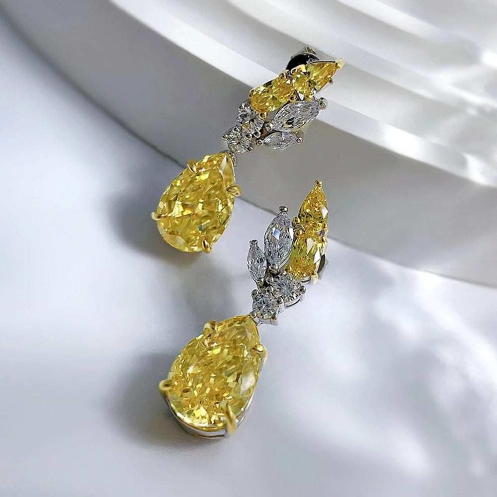Boucles d’Oreilles Pendantes Citrine Radiant 8x12mm Argent 925 – CLEVI Paris