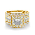 Bague Cluster Femme Moissanite Carrée 0,8ct Argent S925 Plaqué Or 18K – Fiançailles