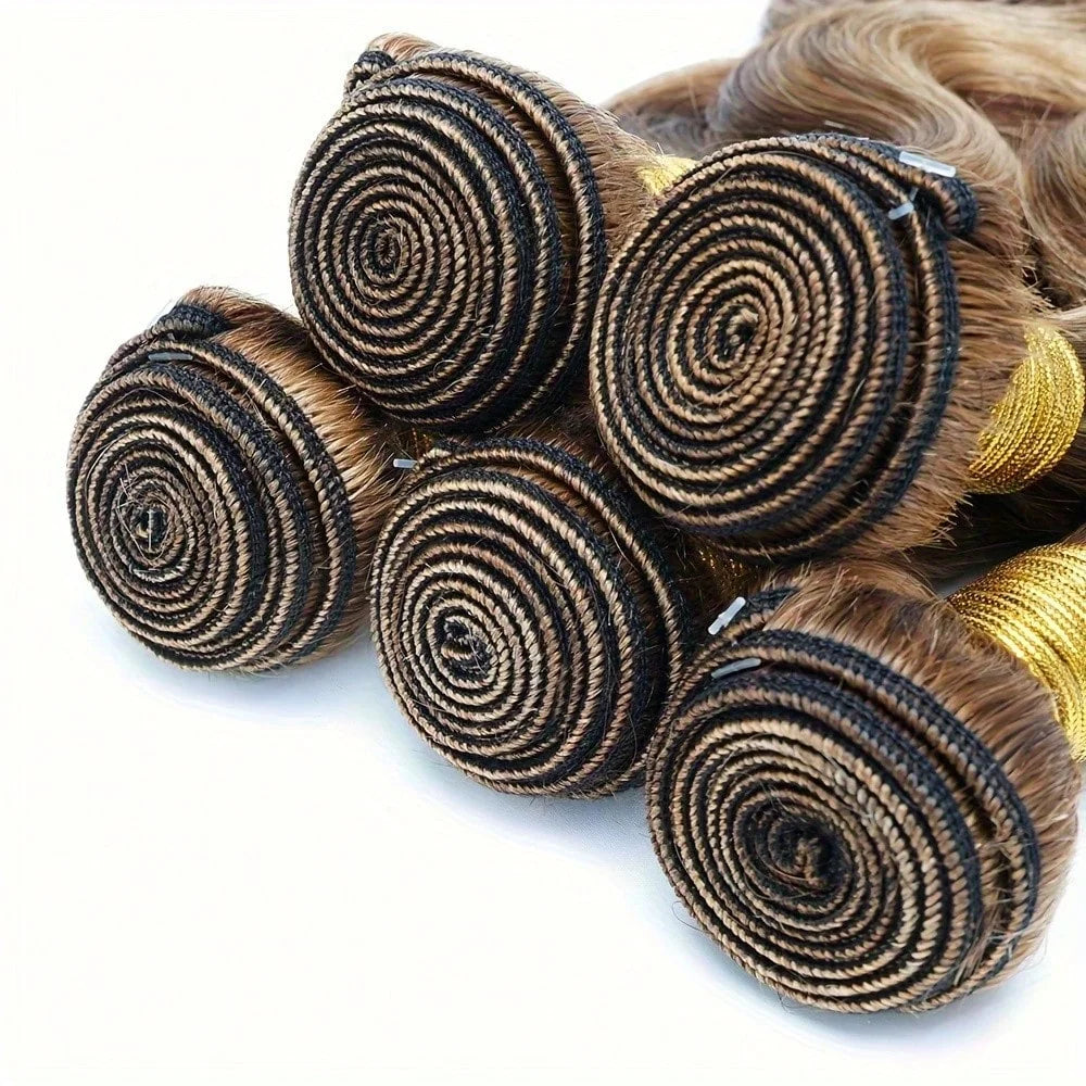 Extensions Body Wave Highlight Ombré P4/27 Brun/Blond Miel — CLEVI Paris
