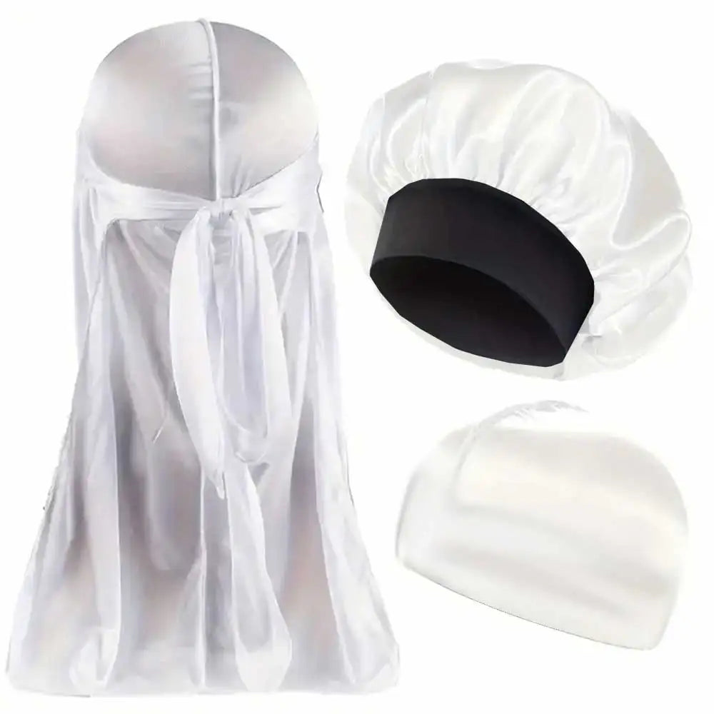 Coffret 3 pièces Durag + Bonnet + Dome Hat Satin — CLEVI Paris
