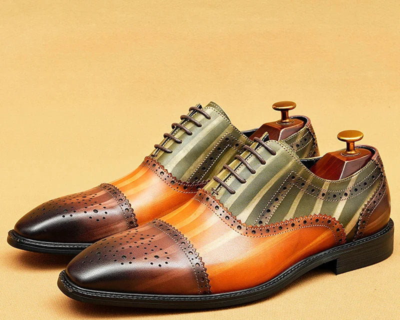 Derby Oxford Homme Cuir Vache Bout Pointu Imprimé Mariage Soirée – CLEVI Paris