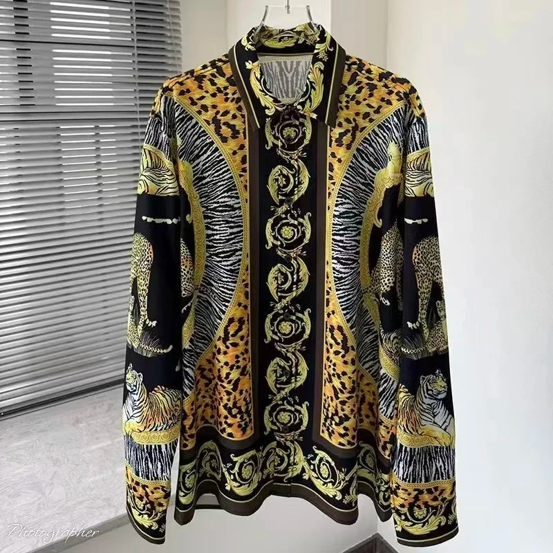 Chemise Homme Manches Longues – Impression 3D | Style Européen | Grande Taille