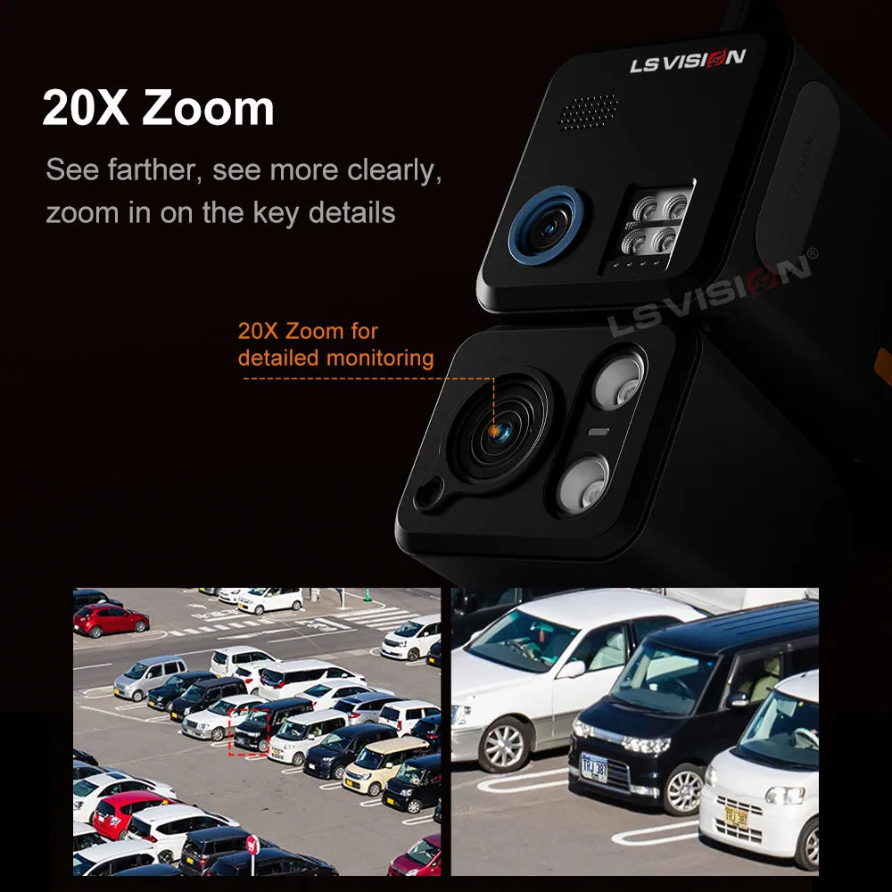 Caméra Solaire LS VISION 4K AOV Double Objectif Zoom 20x 4G+Wi-Fi Suivi IA 24/7 IR 50m IP66 NiView – CLEVI Paris
