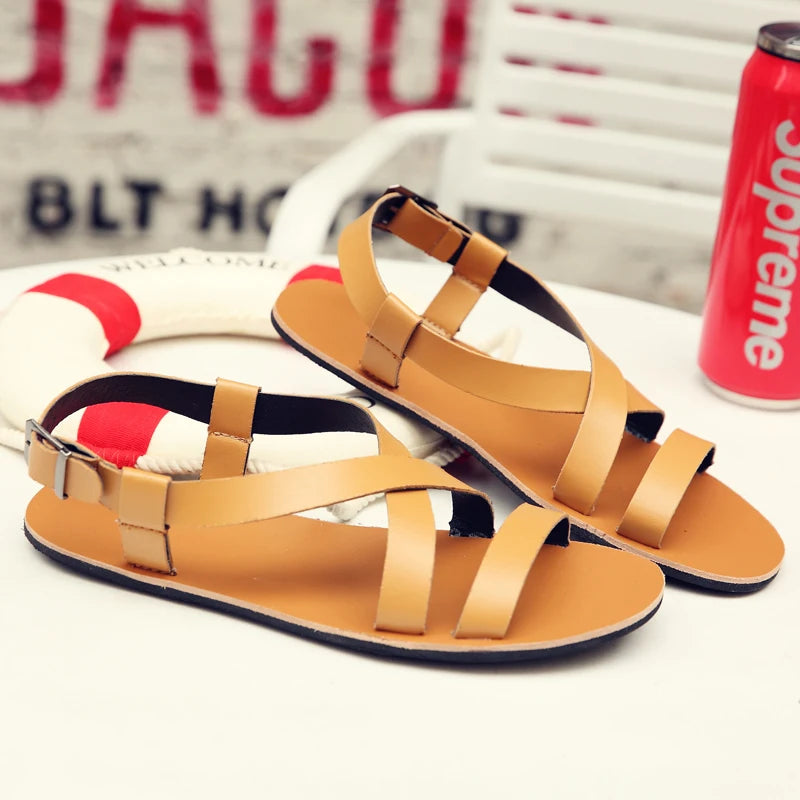 Sandales Romaines Unisexe Style Gladiateur Respirantes Semelle Antidérapante | Blanc, Noir & Marron – CLEVI Paris