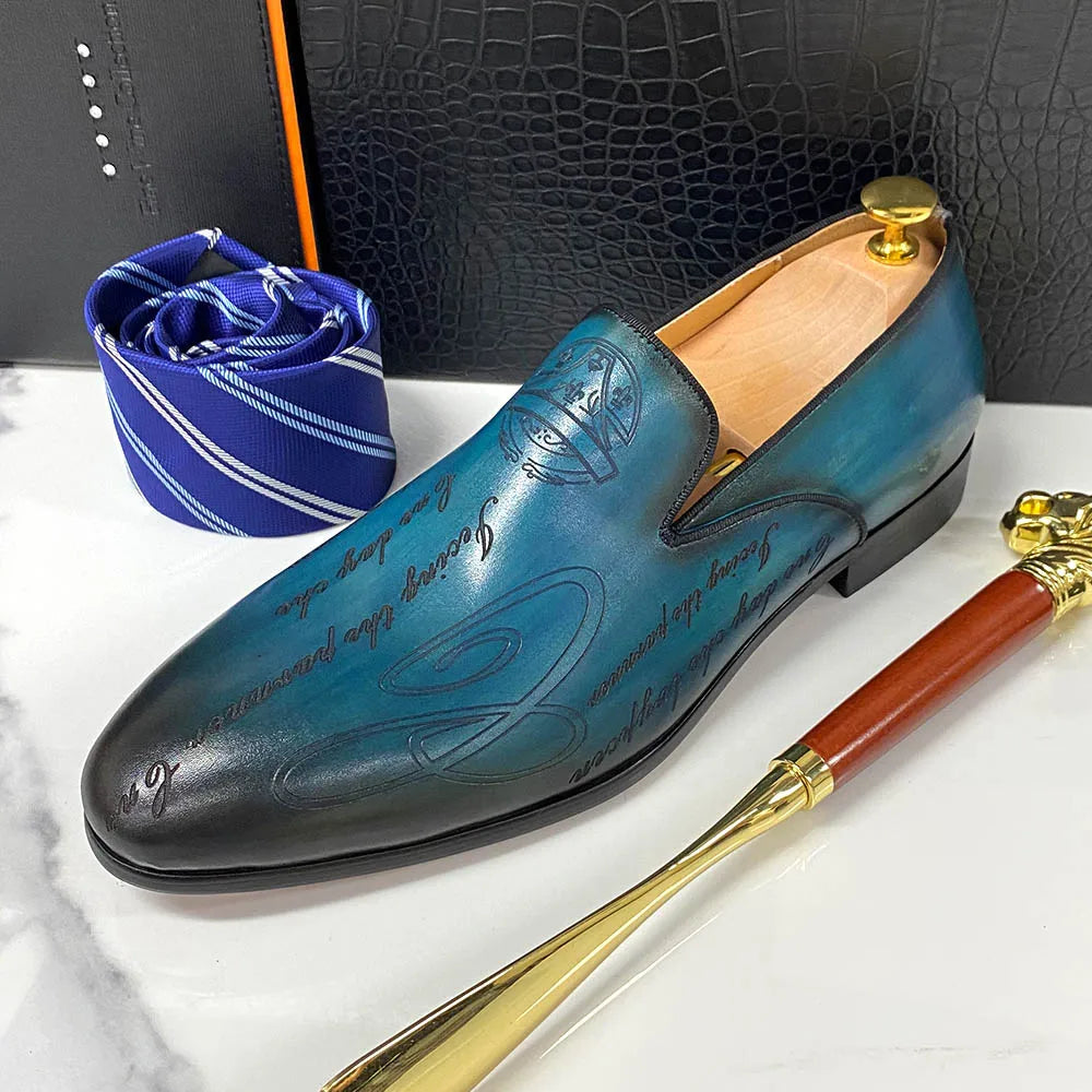 Mocassins Homme Cuir Véritable Peints à la Main Felix Chu – Style Italien Habillé – CLEVI Paris