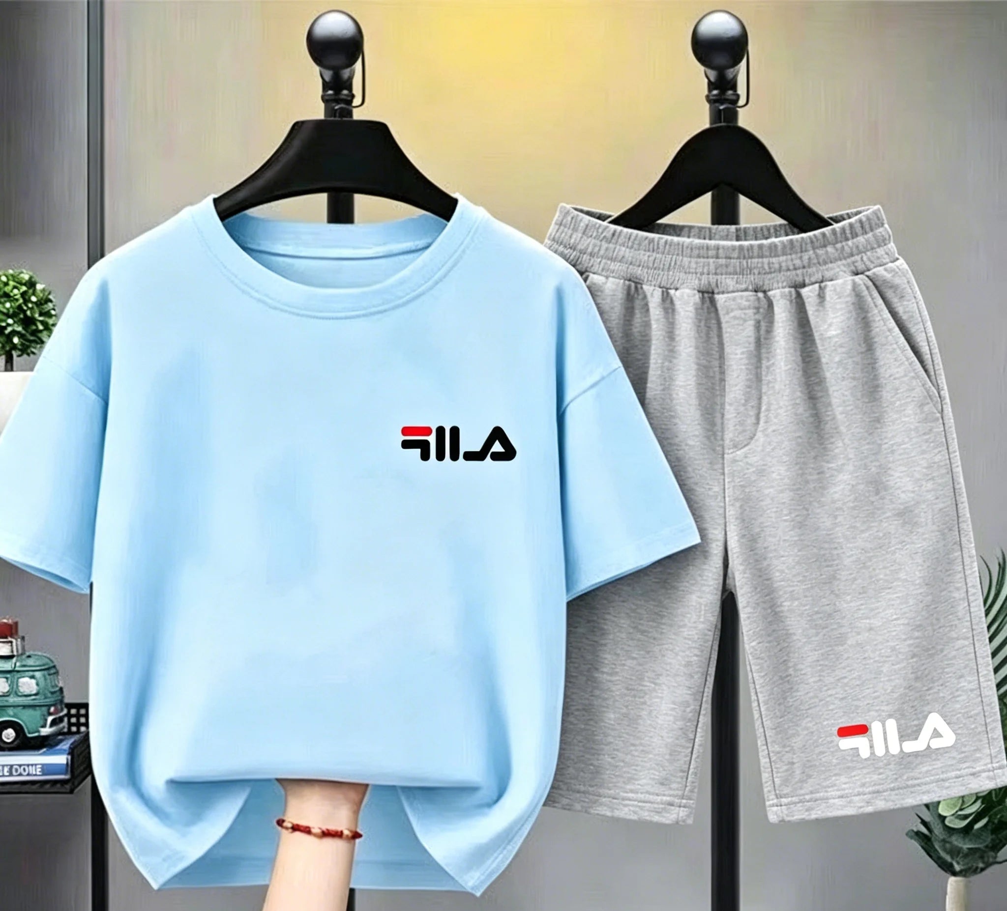 Ensemble 2 Pièces Enfant T-shirt + Short Coton Style Sportif Unisexe – CLEVI Paris