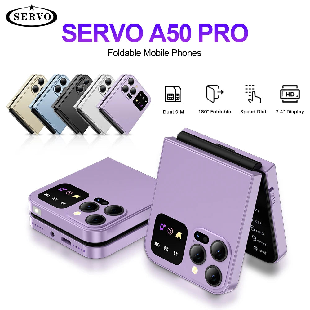 Téléphone Clapet SERVO A50 PRO – 2,4", Dual SIM 2G, Bluetooth, Enregistrement Appels, Type-C – CLEVI Paris
