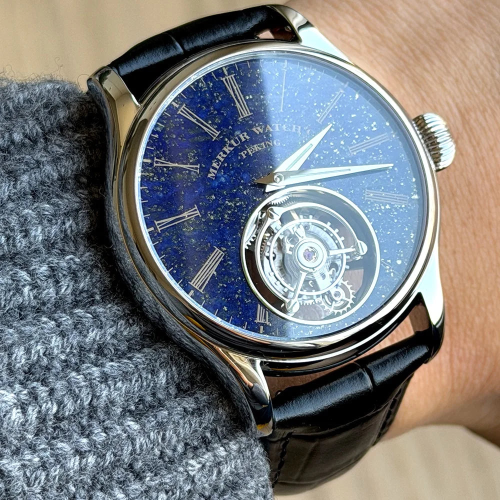 Montre Mécanique Tourbillon MERKUR Cadran Pierre Naturelle Saphir – CLEVI Paris