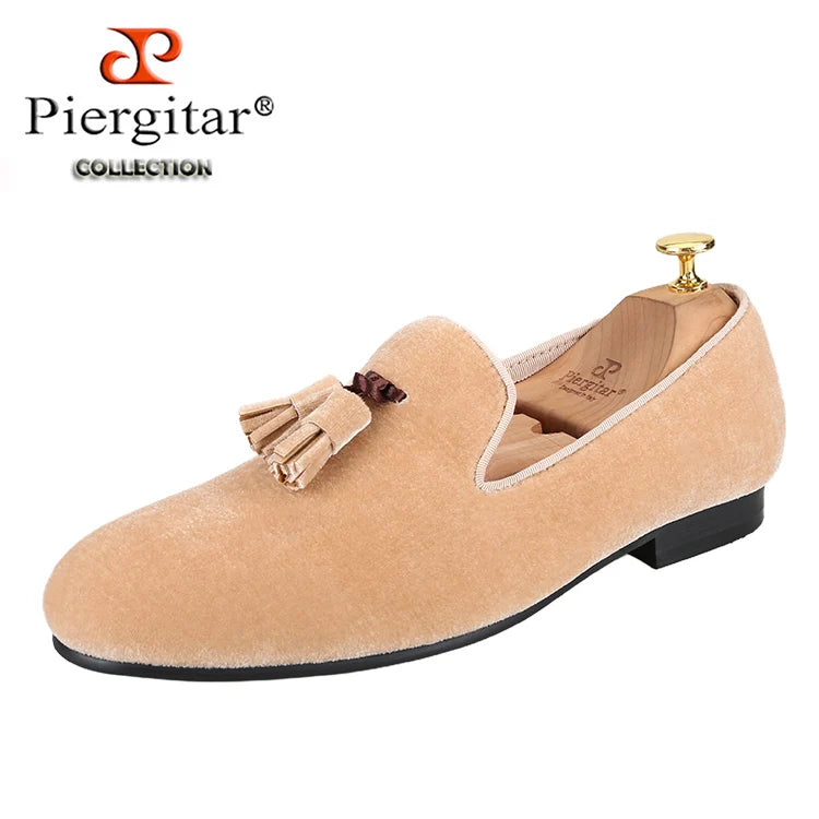 Loafers Homme Velours Slip-On Glands Faits Main Bout Rond Multicolore Soirée Banquet EU 37-50 Piergitar – CLEVI Paris