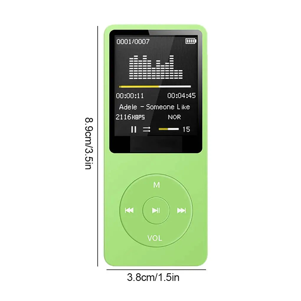 Lecteur MP3 Portable Ultra-Fin – Radio FM, Haut-parleur, Enregistreur, Écran 1,8", jusqu'à 64 Go