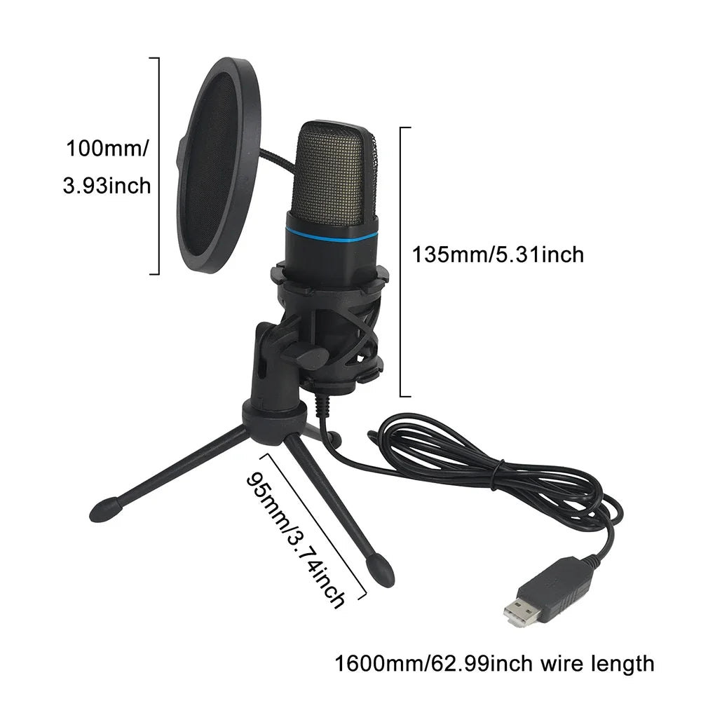 Microphone USB à Condensateur RGB – Gaming, Podcast, Streaming & Enregistrement Studio