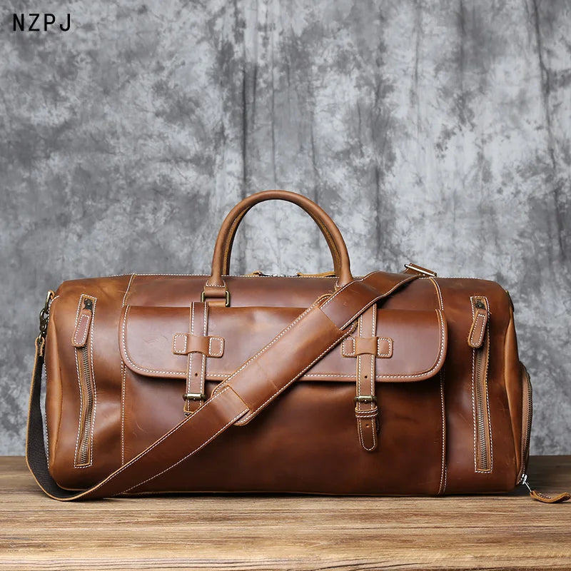 Sac de Voyage en Cuir Véritable Crazy Horse – Grand Format | NZPJ