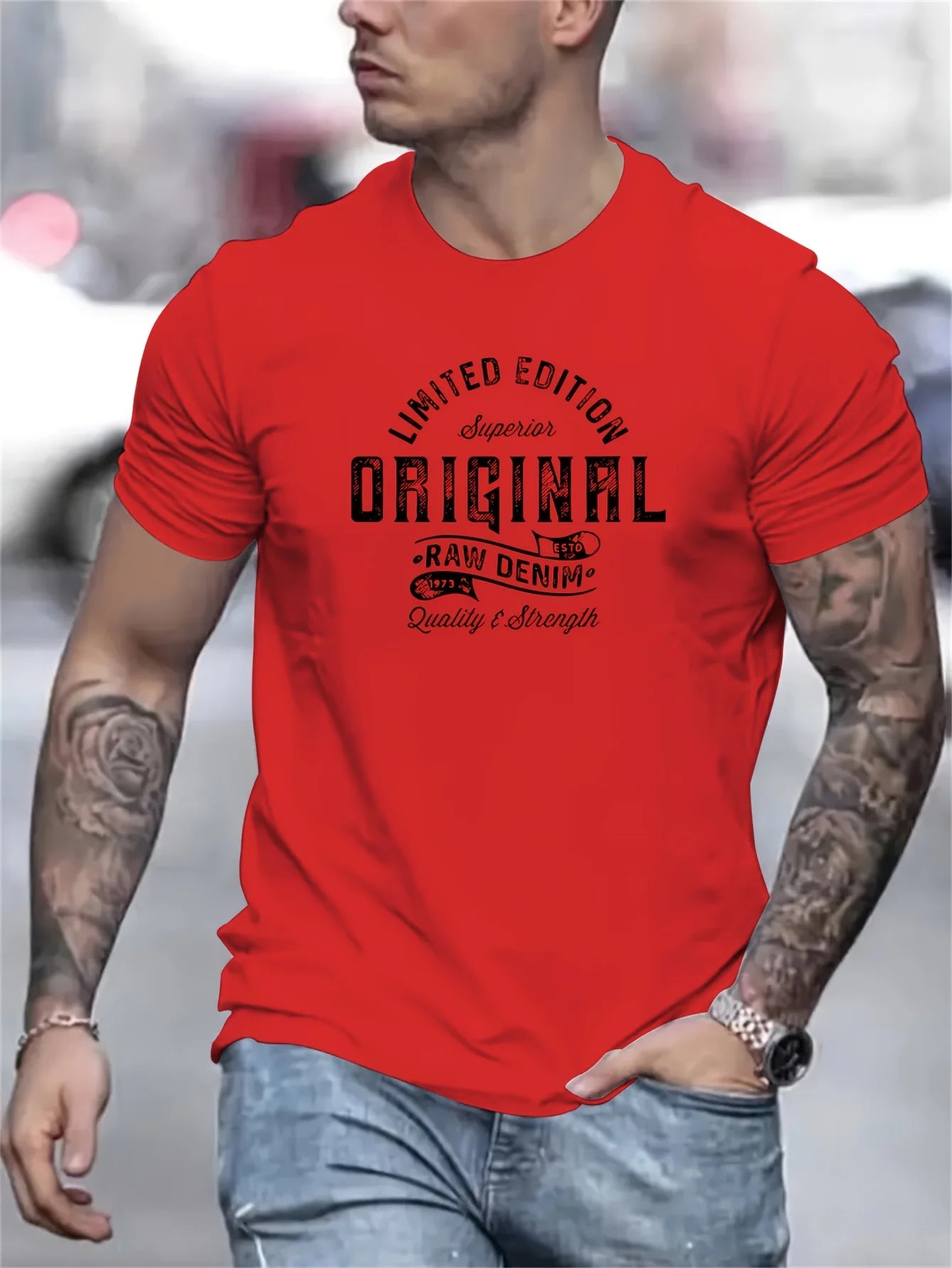 T-Shirt Homme 100% Coton Loose Col Rond Imprimé Lettres Style Américain 18 Coloris – CLEVI Paris