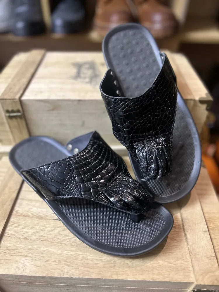 Tongs homme en cuir véritable à bout ouvert – CLEVI Paris