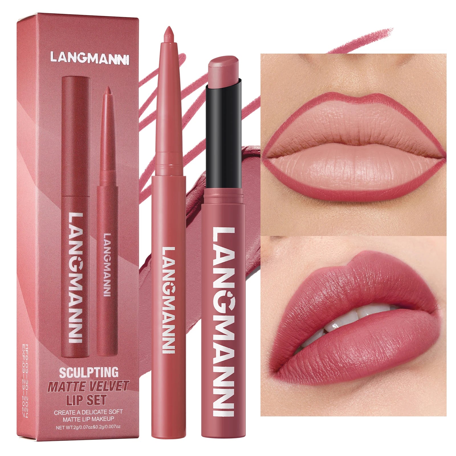 Rouge à Lèvres 2-en-1 Contour & Couleur Imperméable – Longue Tenue Sans Bavure