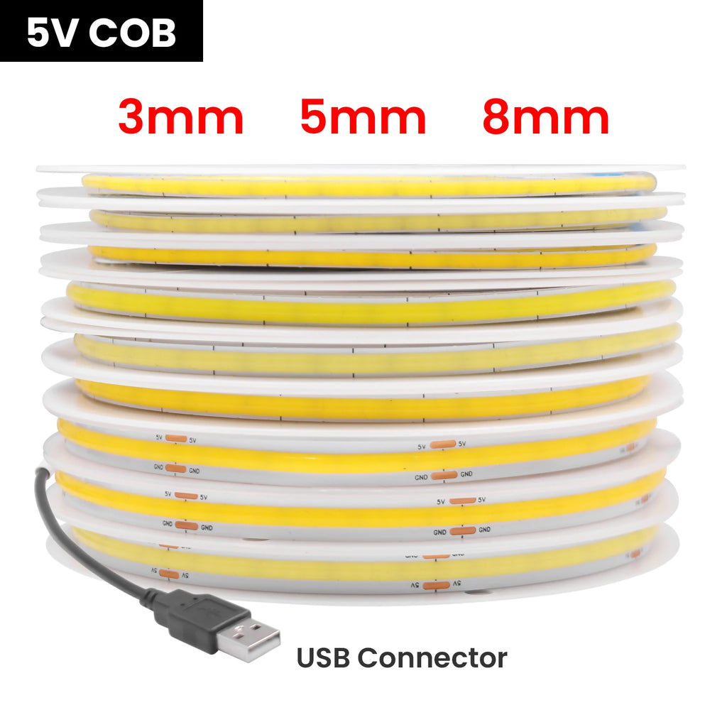 Ruban LED COB USB 5V Ultra-Fin — CLEVI Paris