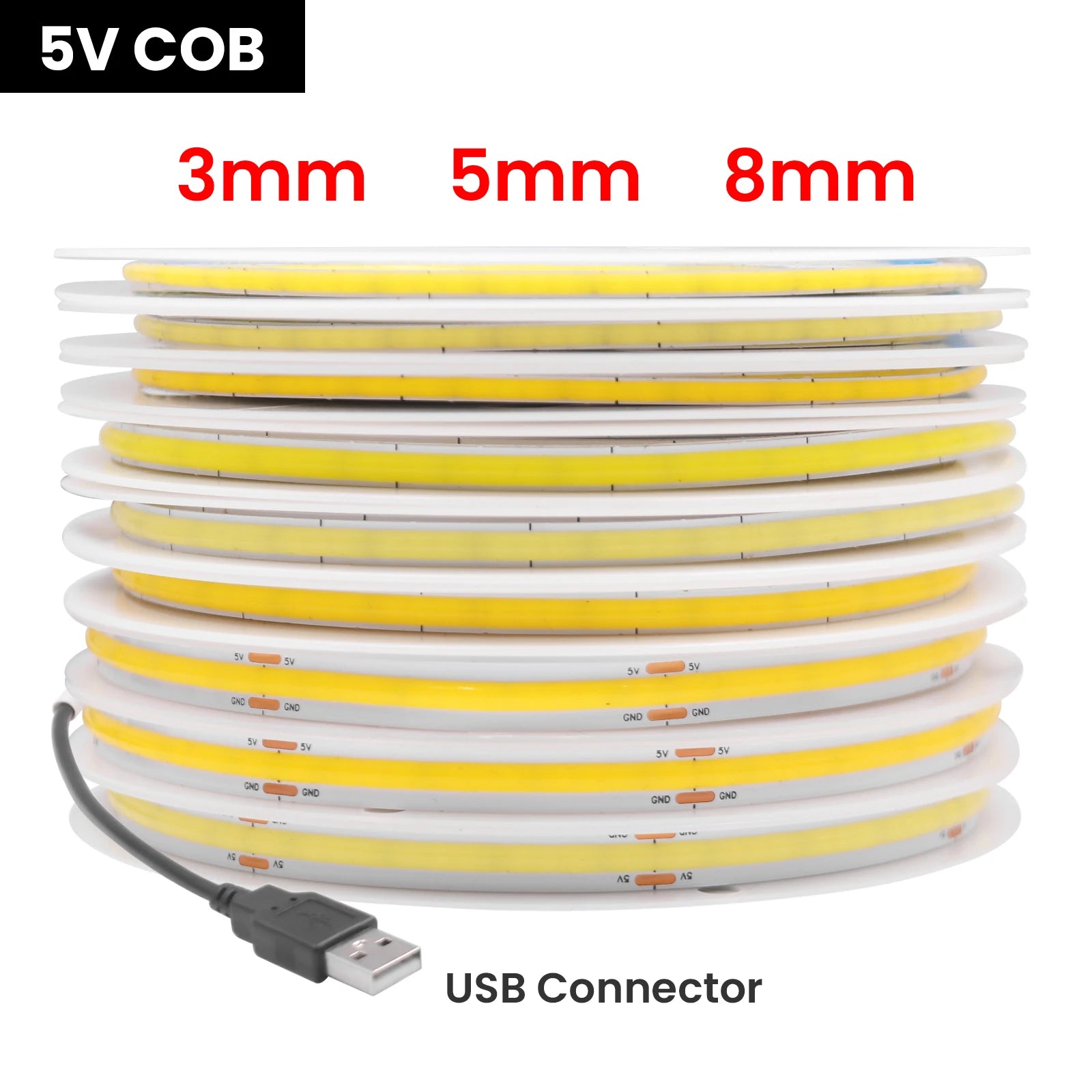 Ruban LED COB USB 5V Ultra-Fin — CLEVI Paris