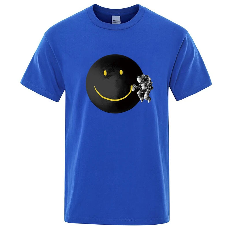 T-Shirt Homme Imprimé Astronaute – Coupe Loose, Col Rond, Manches Courtes