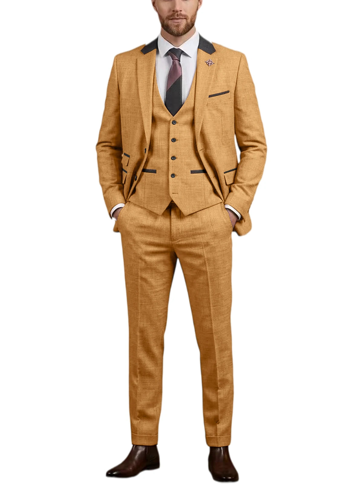 Costume homme 3 pièces en lin mélangé – CLEVI Paris