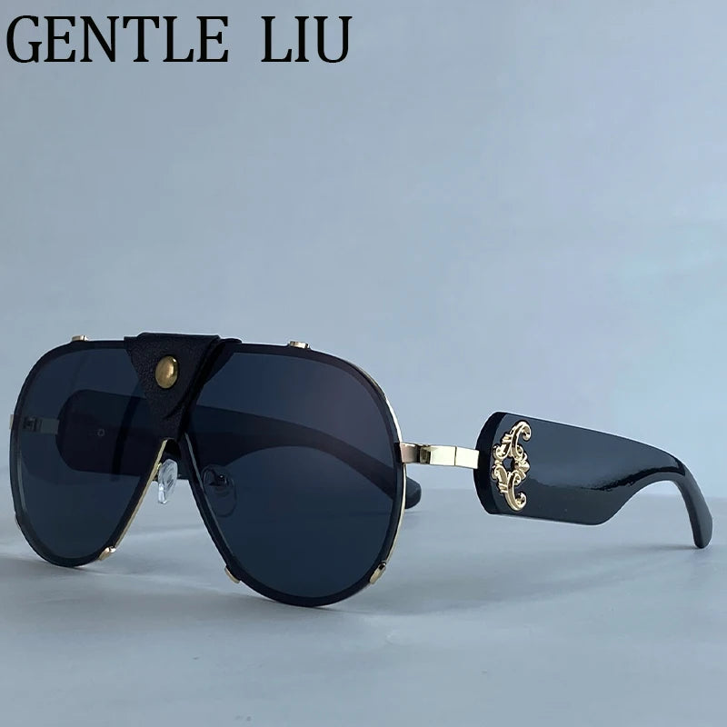 Lunettes de Soleil Oversize Steampunk Pilot Vintage | UV400 Goggle Shield Femme – CLEVI Paris