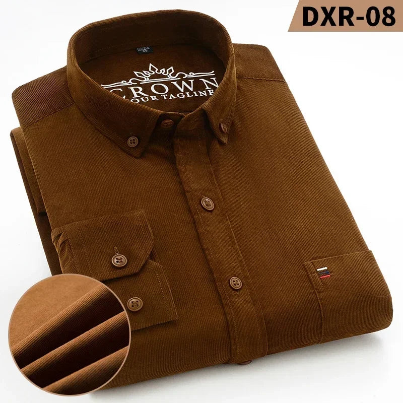 Chemise Corduroy Homme Grande Taille 100% Coton Manches Longues – S à 7XL – CLEVI Paris