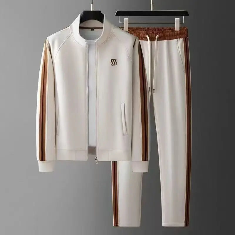 Ensemble Jogging Homme 2 Pièces – Veste + Pantalon Brodé, Style Streetwear Casual
