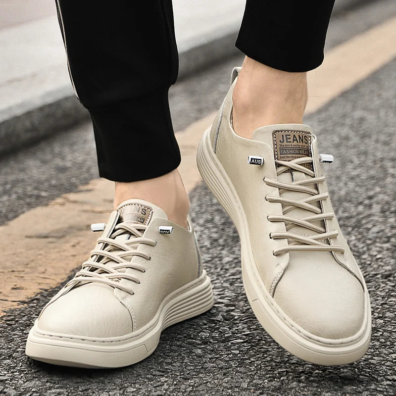 Sneakers Homme Cuir Vache Véritable Lacets Respirant Semelle Caoutchouc Casual Sport Skateboard EU 38-47 TOGEE See – CLEVI Paris